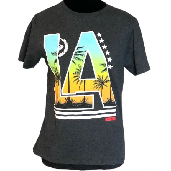 LA Hustle graphic tee by Hustle Avenue, size Medium, dark charcoal gray, unisex - Picture 2 of 3